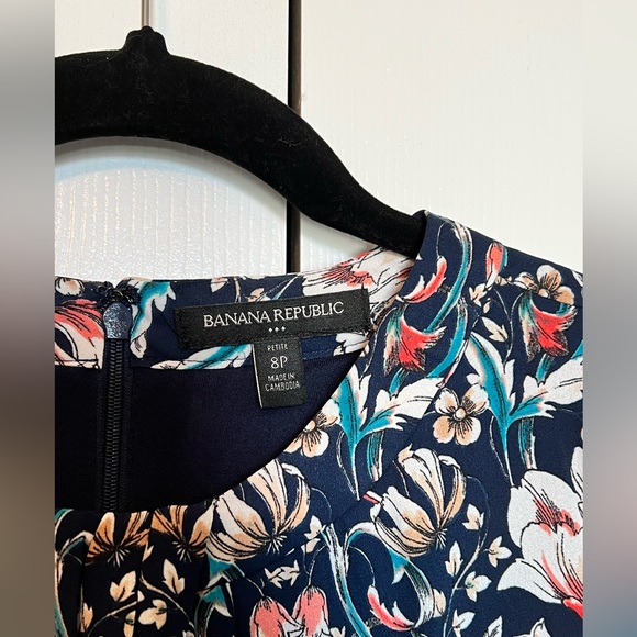 Banana Republic Navy Floral Fit & Flare Dress - Picture 3 of 4